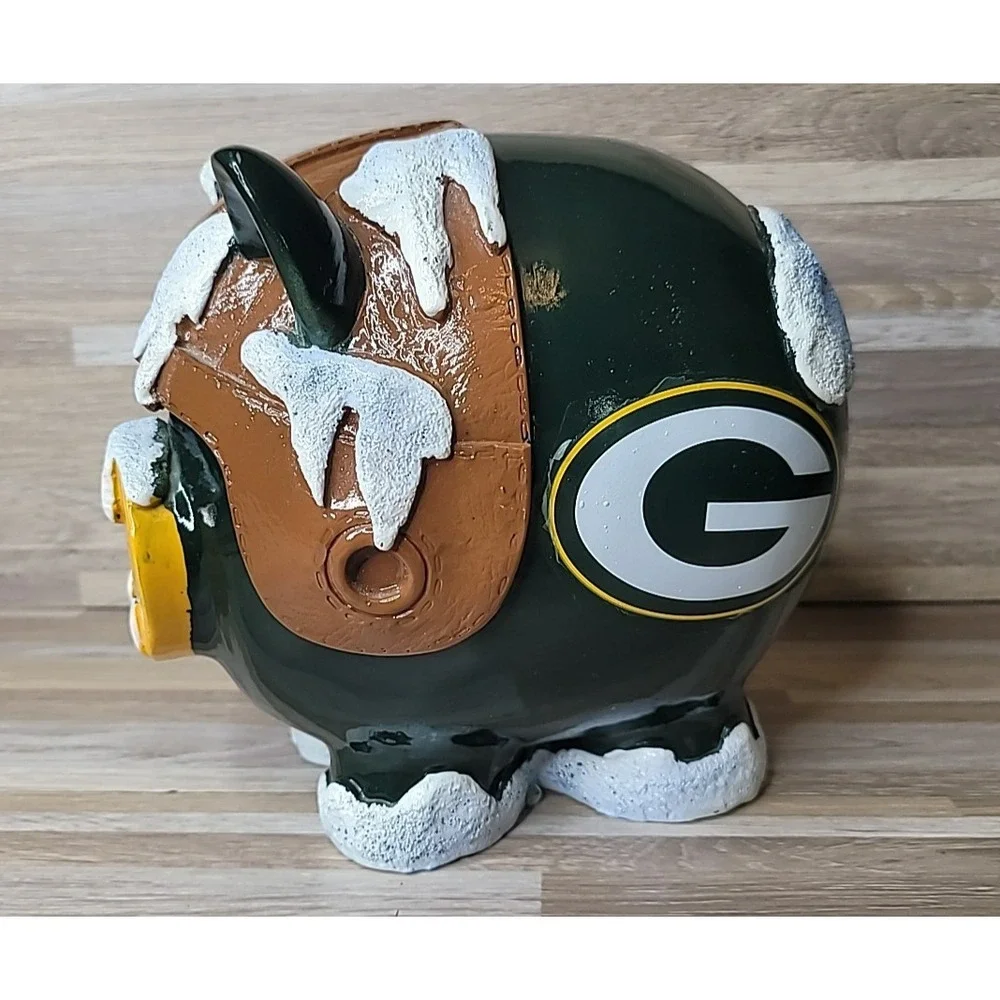 Green Bay Packers NFL Coin Piggy Bank‎ Snowy Cute Football Piggy Bank